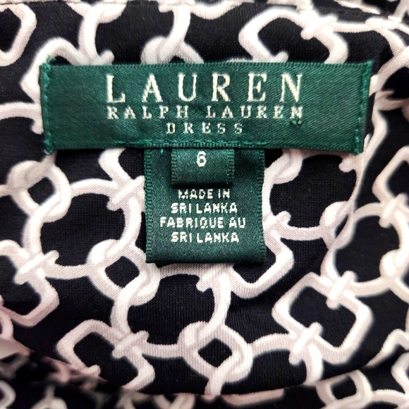 LAUREN by RALPH LAUREN black dress with white chain link pattern size 6 - Picture 8 of 10